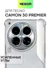 Прозрачный чехол для Tecno Camon 30 Premier 5G противоударный BROSCORP прозрачный с усиленными углами