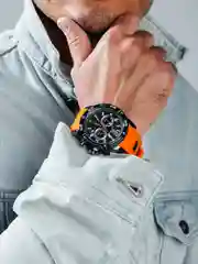 Оранжевый мужские наручные часы Mini Focus MF0349G, с хронографом, в подарочной упаковке