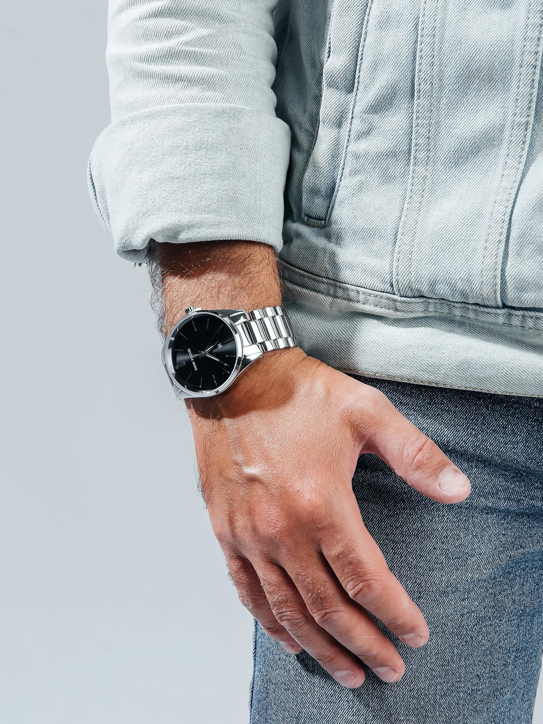 Серебряный мужские наручные часы Mini Focus MF0050G, в подарочной упаковке