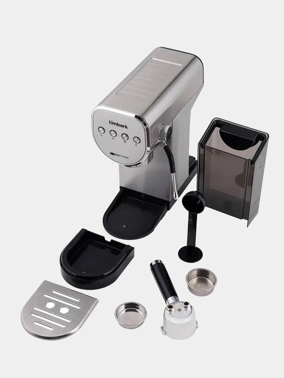Кофеварка рожковая Timberk T-CM33039, 1250 Вт, 20 Бар, 0.9 л, серебристая