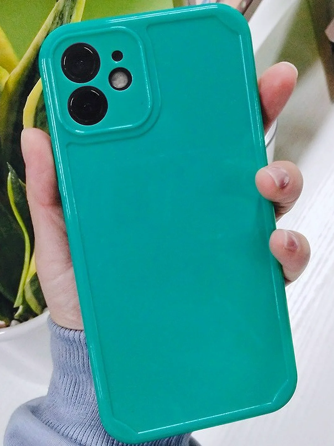 Бирюзовый чехол для айфон (iPhone) 11 13 12 mini pro max силиконовый прозрачный про макс