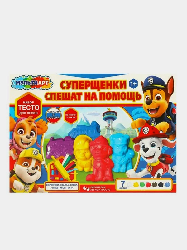 Набор с тестом для лепки и формочками Мультиарт "Супер щенки"