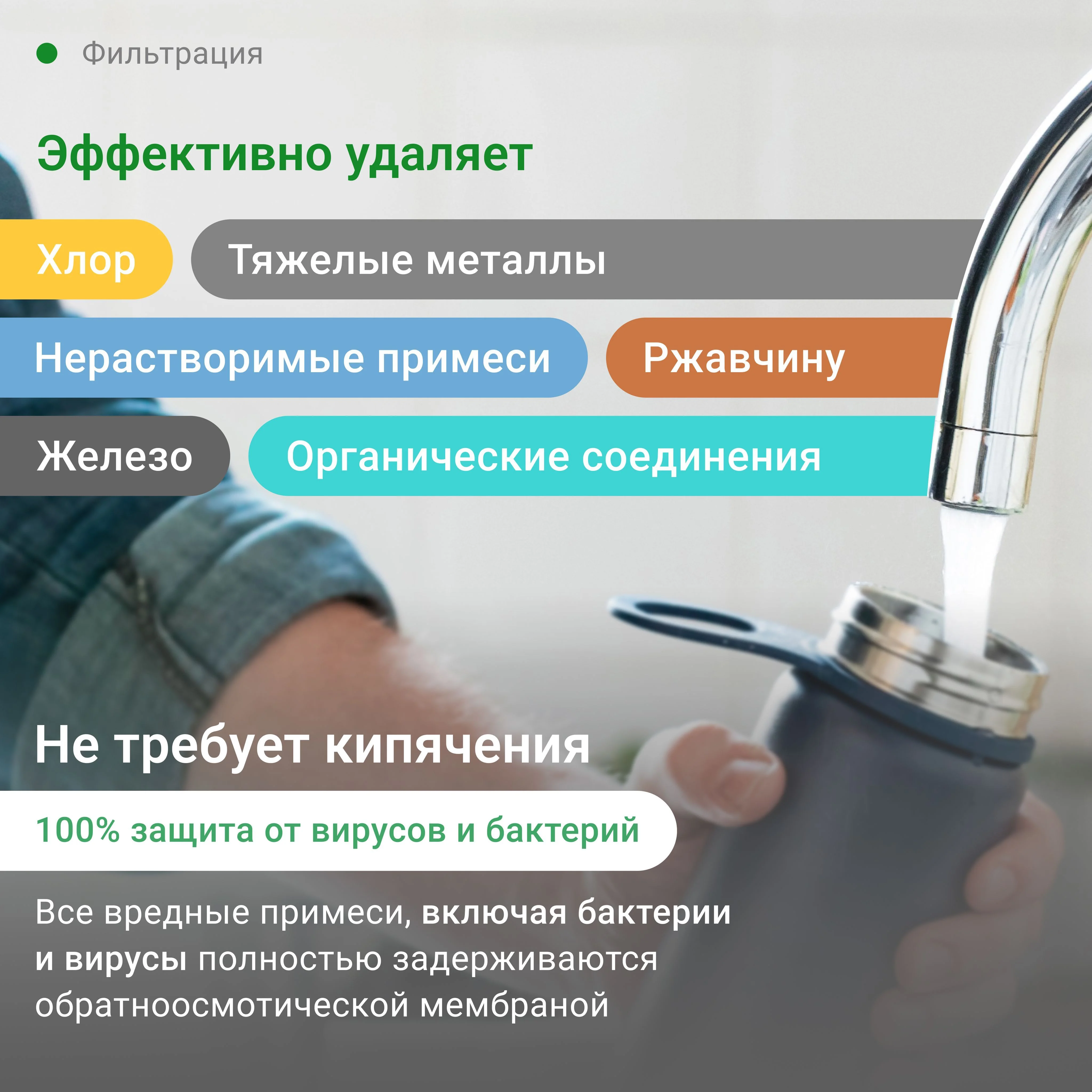 Белый фильтр обратного осмоса с помпой, краном и минерализатором Гейзер Аллегро-ПМ, новая скоба