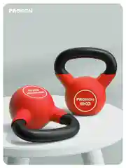 Гиря 8 кг, чугунная, неопреновая, PROIRON, для фитнеса, красная