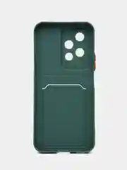 Тёмно-зелёный чехол для Honor 200 lite (Хонор 200 лайт), с карманом для карт