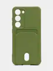 Зелёный хаки чехол силиконовый на Samsung Galaxy S23 (Самсунг Галакси С23), с карманом