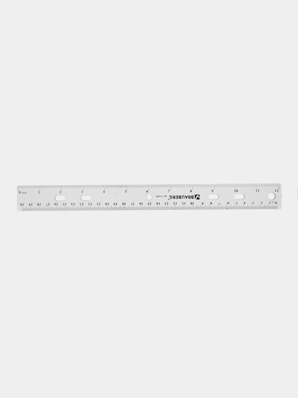 Линейка пластиковая 30 см, BRAUBERG Crystal, прозрачная