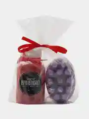 Вишнёвый подарочный набор  Соль для ванны с шиммером, мыло массажное  с люфой