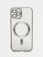 Серебряный чехол MagSafe (Магсейф) силиконовый для iPhone 11, 12, 13, 14, 15, X/XS, XR, Pro, Pro Max, Plus