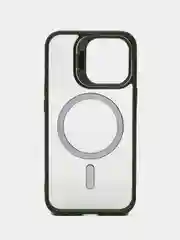 Зеленый чехол с подставкой и защитой камер для iPhone Айфон 11, 12, 13, 14, 15, Pro, Pro Max, Plus