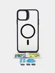 Синий чехол с подставкой и защитой камер для iPhone Айфон 11, 12, 13, 14, 15, Pro, Pro Max, Plus