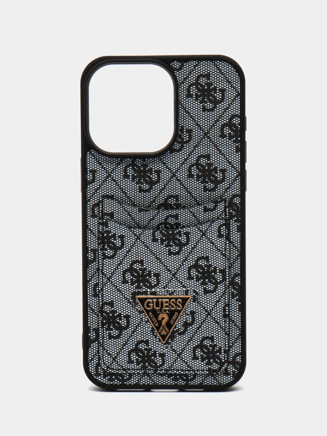 Синий чехол Guess PU leather iPhone 15 Pro Мах из экокожи с картхолдером, синий