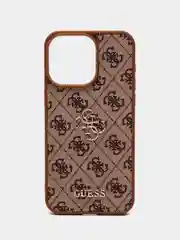 Коричневый чехол Guess PU leather iPhone 15 Pro Мах из экокожи коричневый