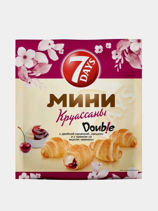 Круассан 7 Days мини двойная начинка ваниль, вишня, 265 г
