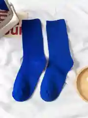 Синий носки унисекс, хлопок, высокие, в рубчик