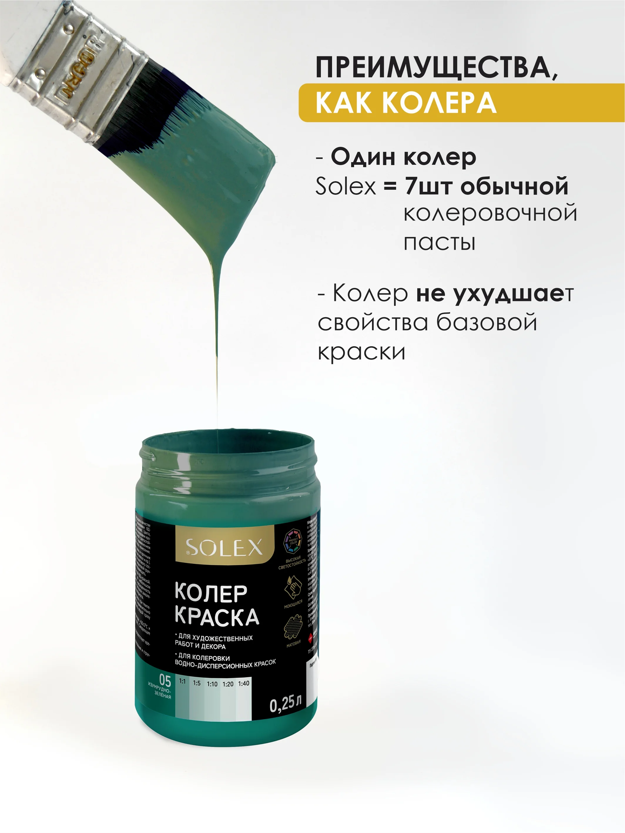 Тёмно-бирюзовый краска колеровочная SOLEX 0,25л