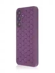 Фиолетовый чехол "Соты" для Samsung Galaxy A55 5G силиконовый ROSCO матовый с бортиком- защитой камер