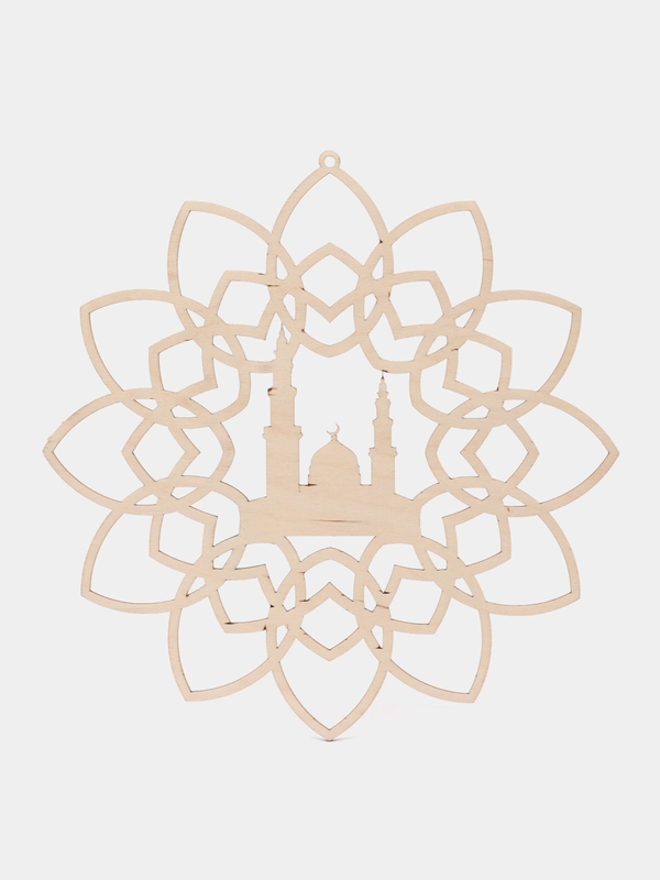 Подвеска резная большая- мусульманский орнамент, мечеть, 20/20 см