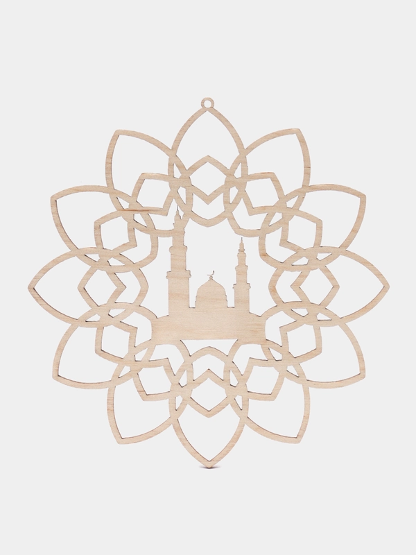 Подвеска резная малая- мусульманский орнамент, мечеть, 10/10 см