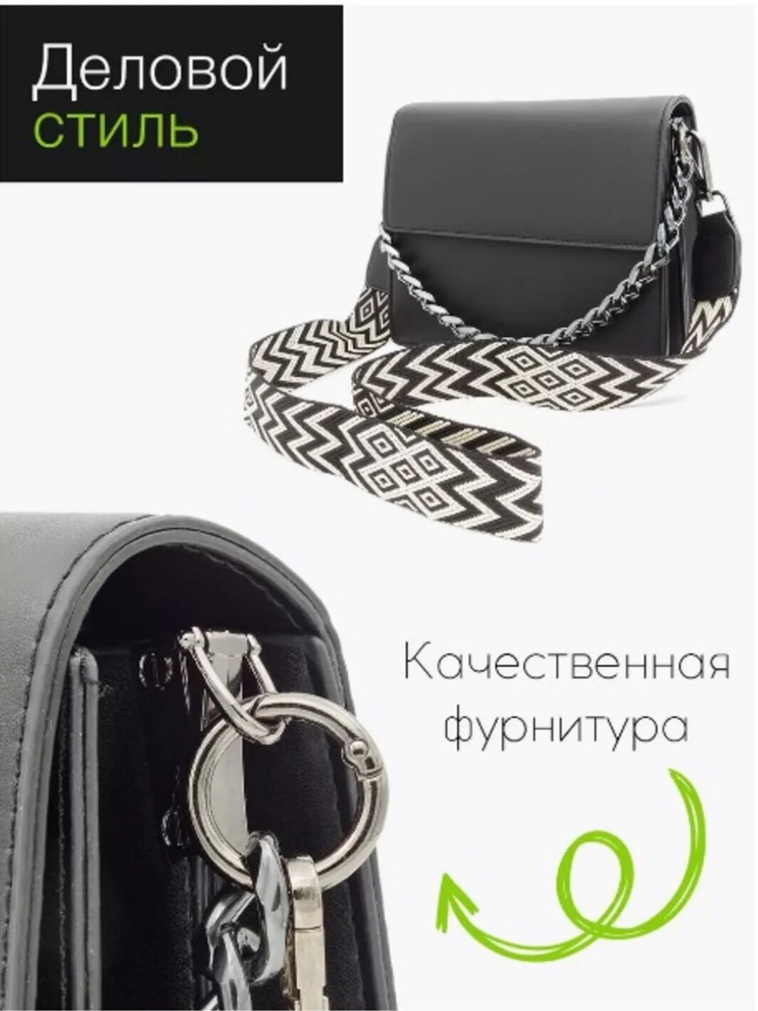 Сумка женская кросс-боди из экокожи чёрная