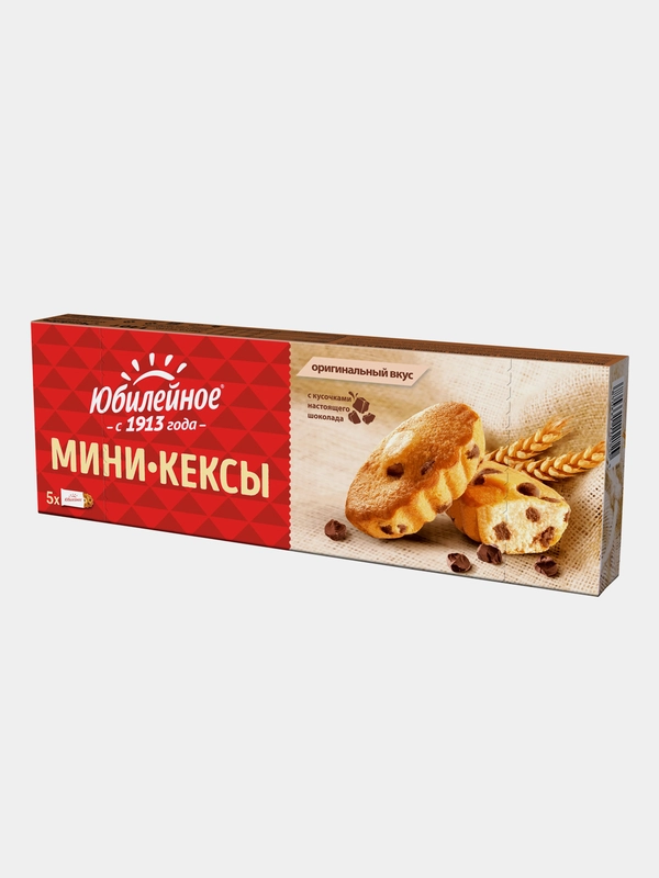 Мини-кексы Юбилейное, с кусочками молочного шоколада, 140 г