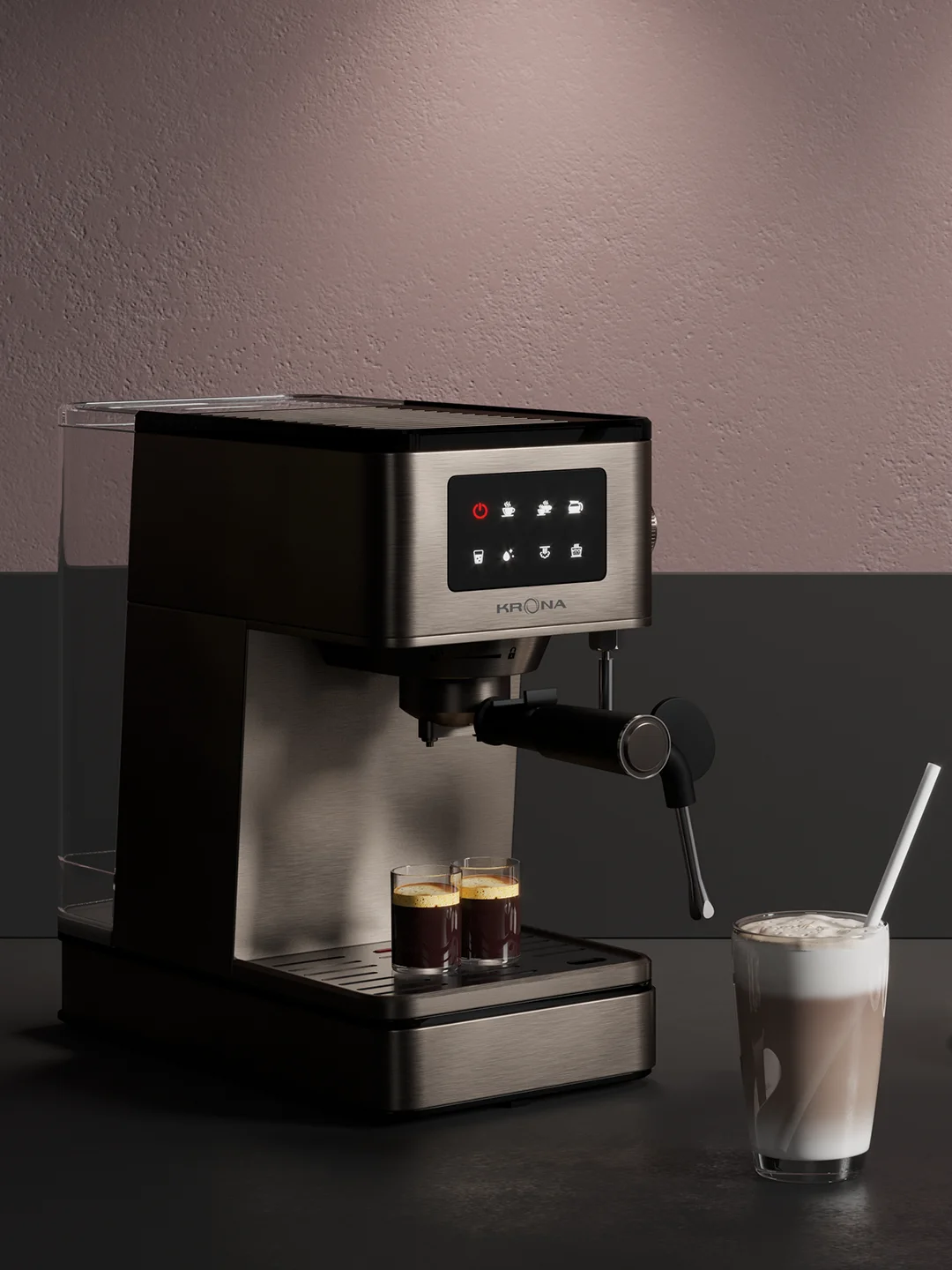 Кофеварка рожковая из нержавеющей стали KRONA Espresso Kaffeemaschine Inox 20 Bar