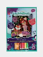 Аппликация и раскраска на бархате с песком и фольгой Мультиарт "Enchantimals"