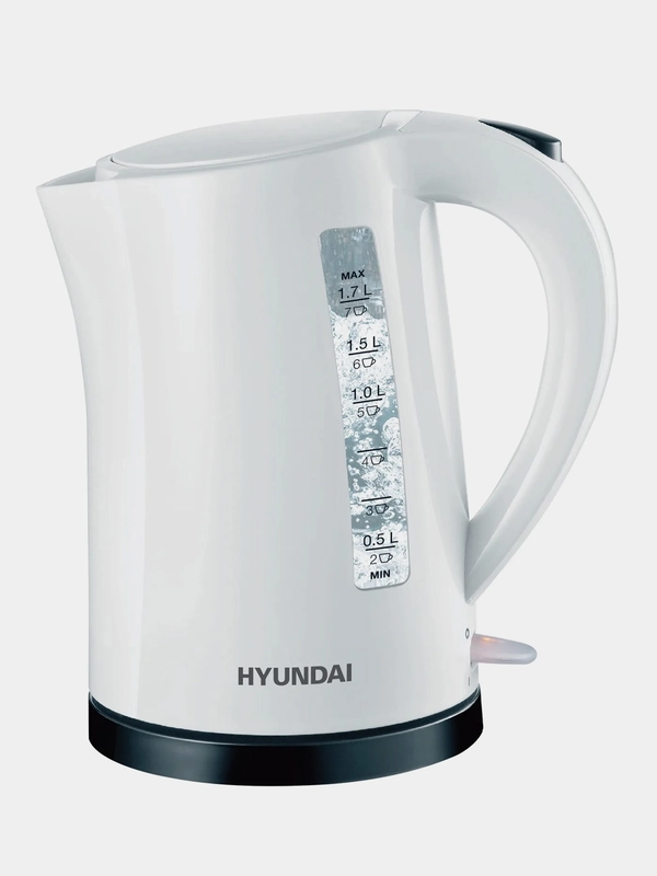 Чайник Hyundai HYK-P1409, 1.7л, 2200Вт, белый/черный