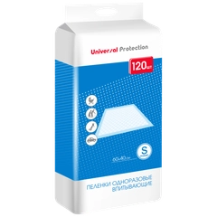 Пеленки одноразовые впитывающие 60х40, 120шт Universal Protection