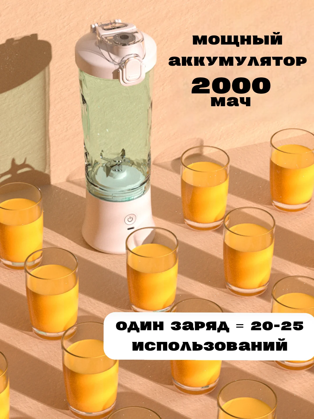 Белый блендер портативный, беспроводной, аккумуляторный, шейкер для смузи