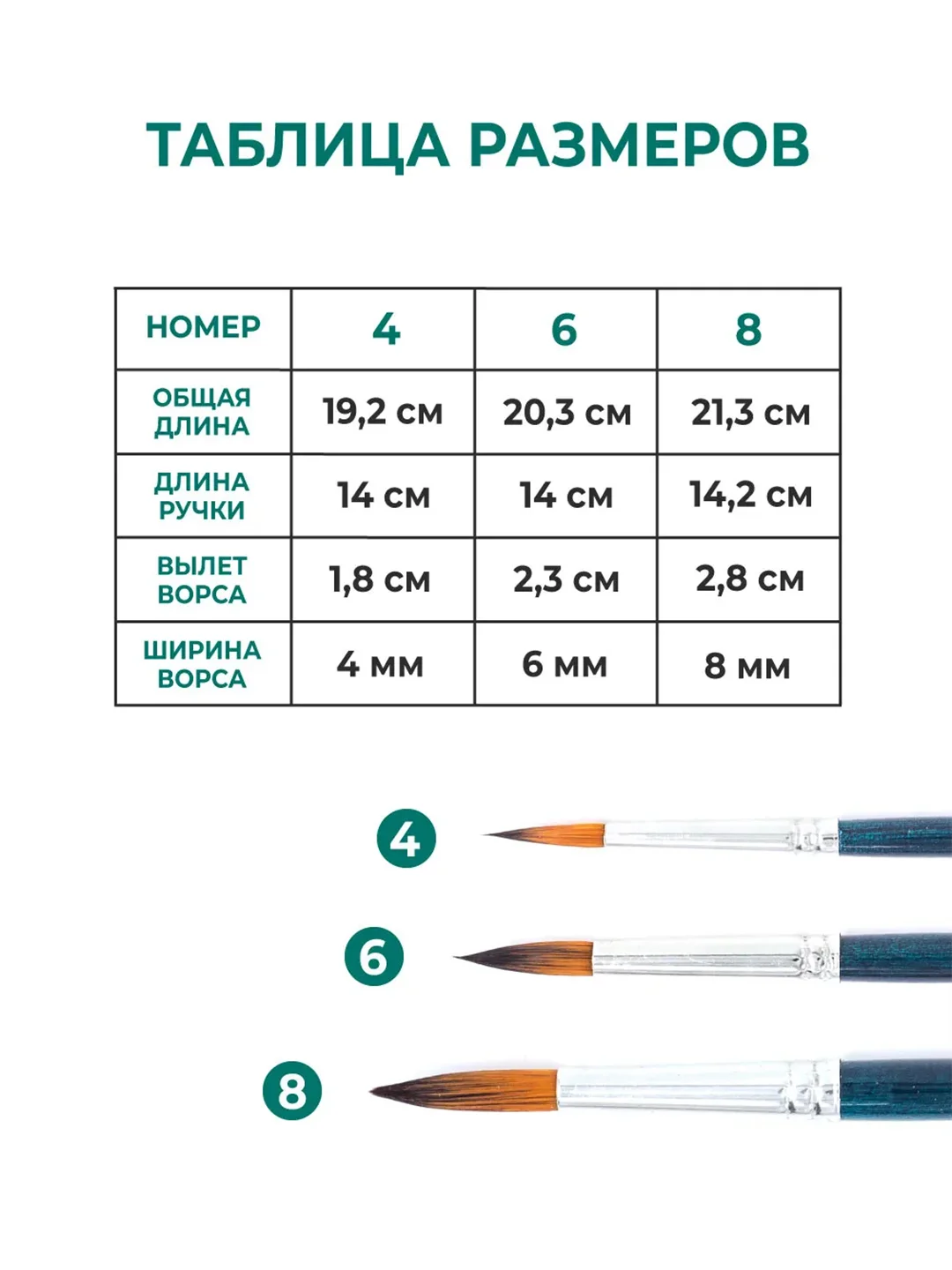 Кисти для рисования Малевичъ, из синтетики, 3 штуки