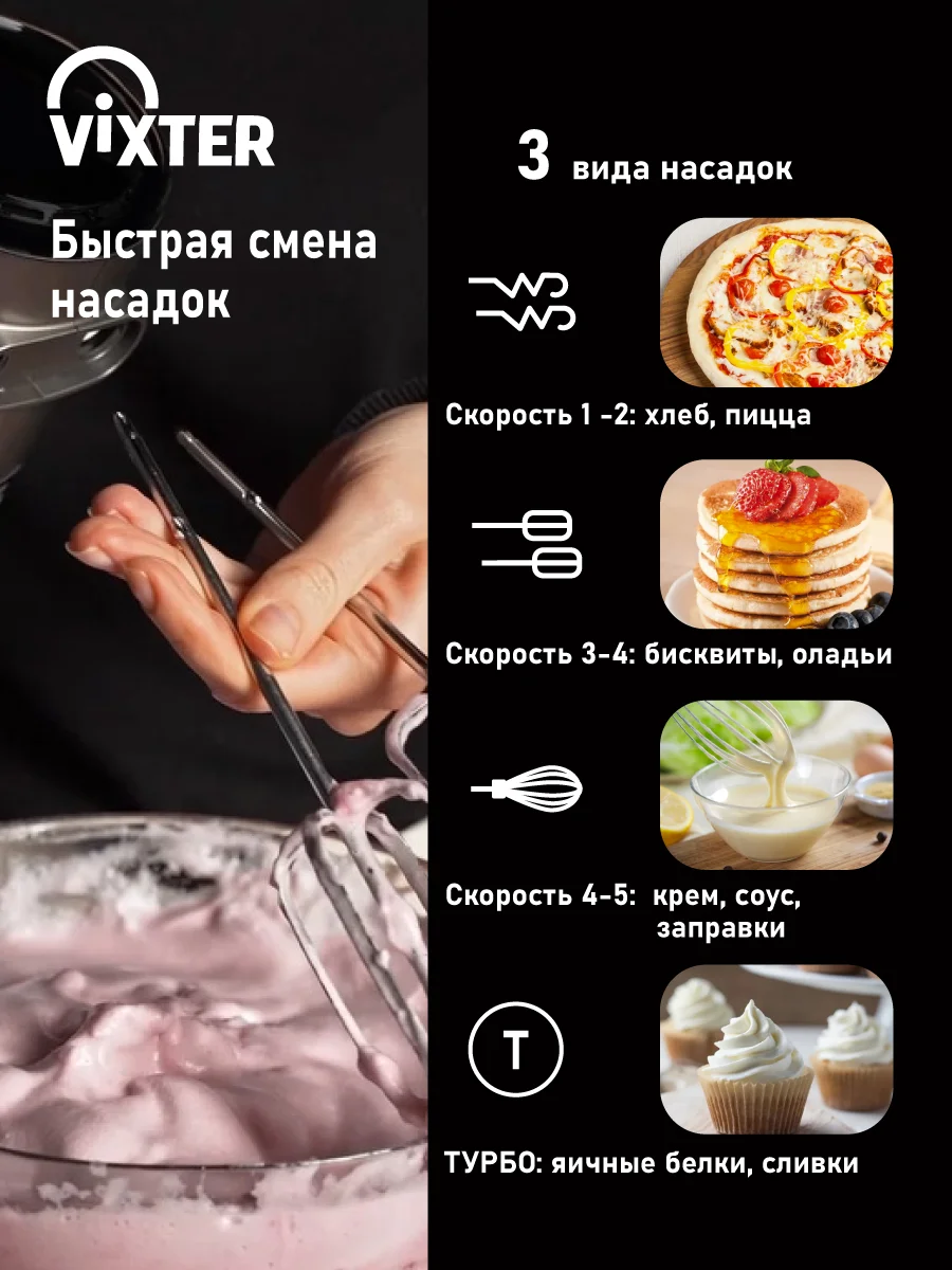 Миксер ручной VIXTER VHM-3300, графит