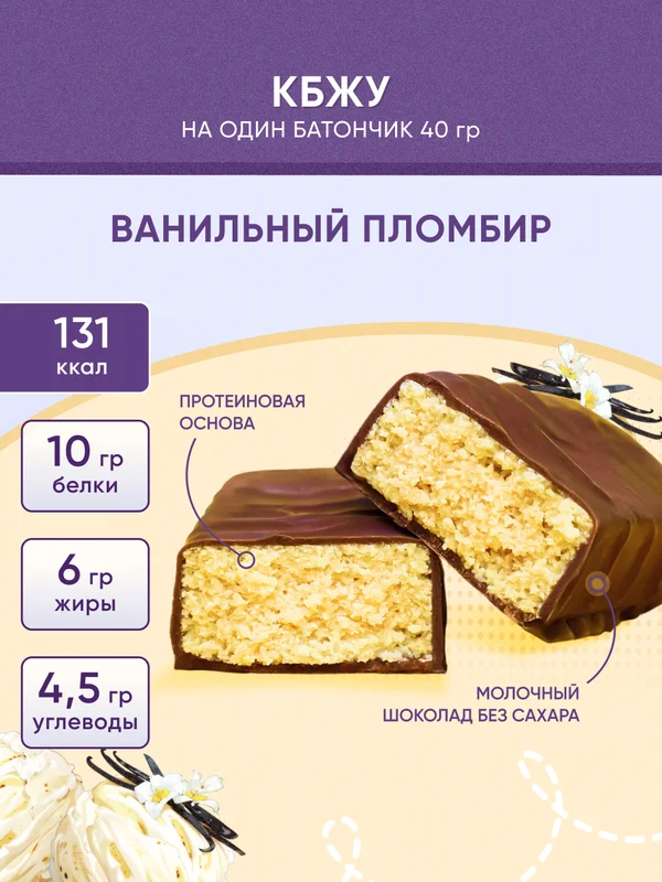 Протеиновый батончик SOJ Prote!n bar "Ванильное мороженое", 40 г