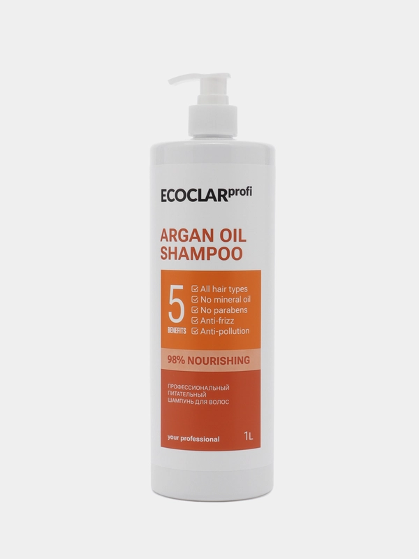 ECOCLARprofi / Профессиональный питательный шампунь для волос Argan Oil, 1 л