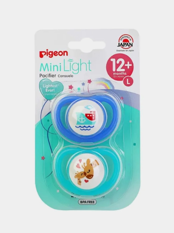 Пустышки PIGEON MiniLight "Кораблик Жирафы", с 12 месяцев, размер L, 2 штуки