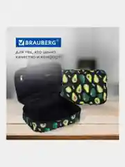 Пенал-косметичка школьный для ручек, карандашей, Brauberg, 1 отделение, Avocado, 270706