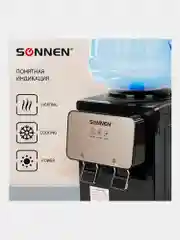 Кулер для воды SONNEN TSE-02BP, настольный, нагрев/охлаждение, 2 крана, черный