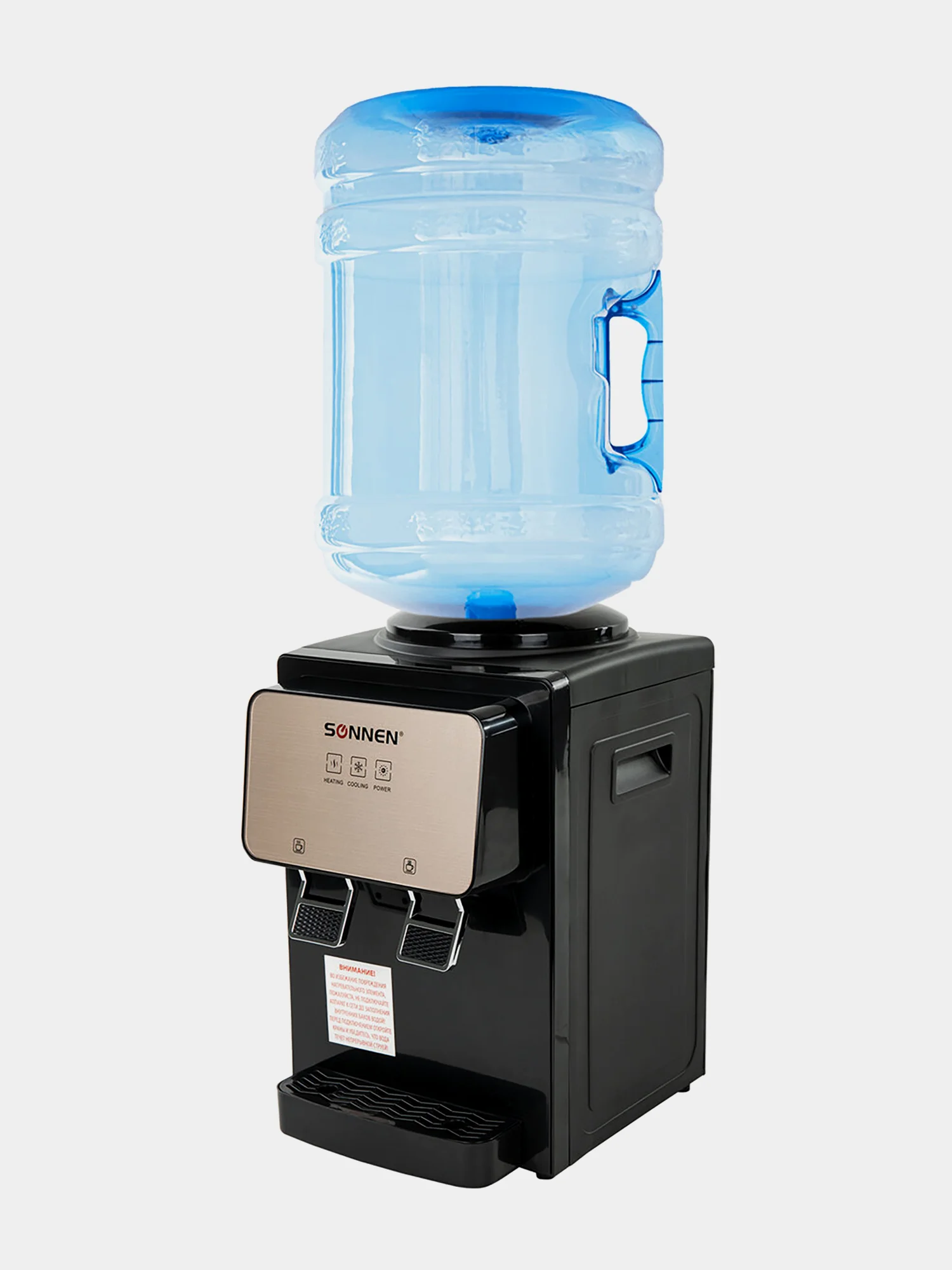Кулер для воды SONNEN TSE-02BP, настольный, нагрев/охлаждение, 2 крана, черный