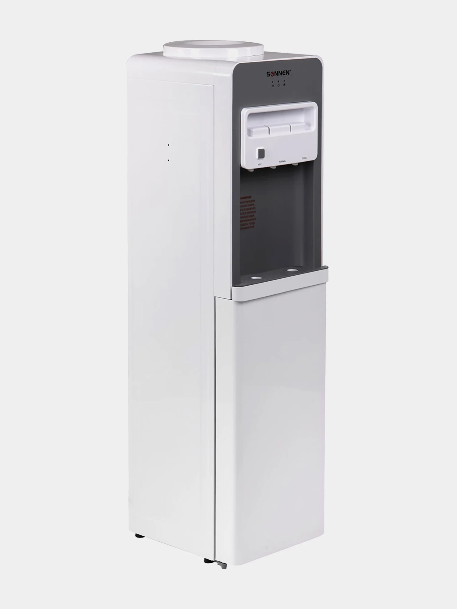 Кулер для воды SONNEN FSC-03BA, напольный, НАГРЕВ/ОХЛАЖДЕНИЕ КОМПРЕССОРНОЕ, 3 крана,серый