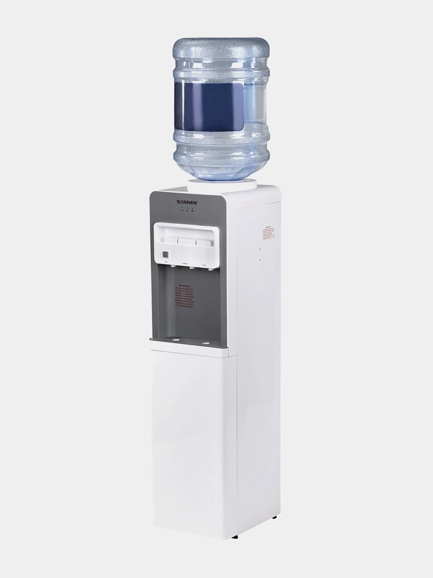 Кулер для воды SONNEN FSC-03BA, напольный, НАГРЕВ/ОХЛАЖДЕНИЕ КОМПРЕССОРНОЕ, 3 крана,серый