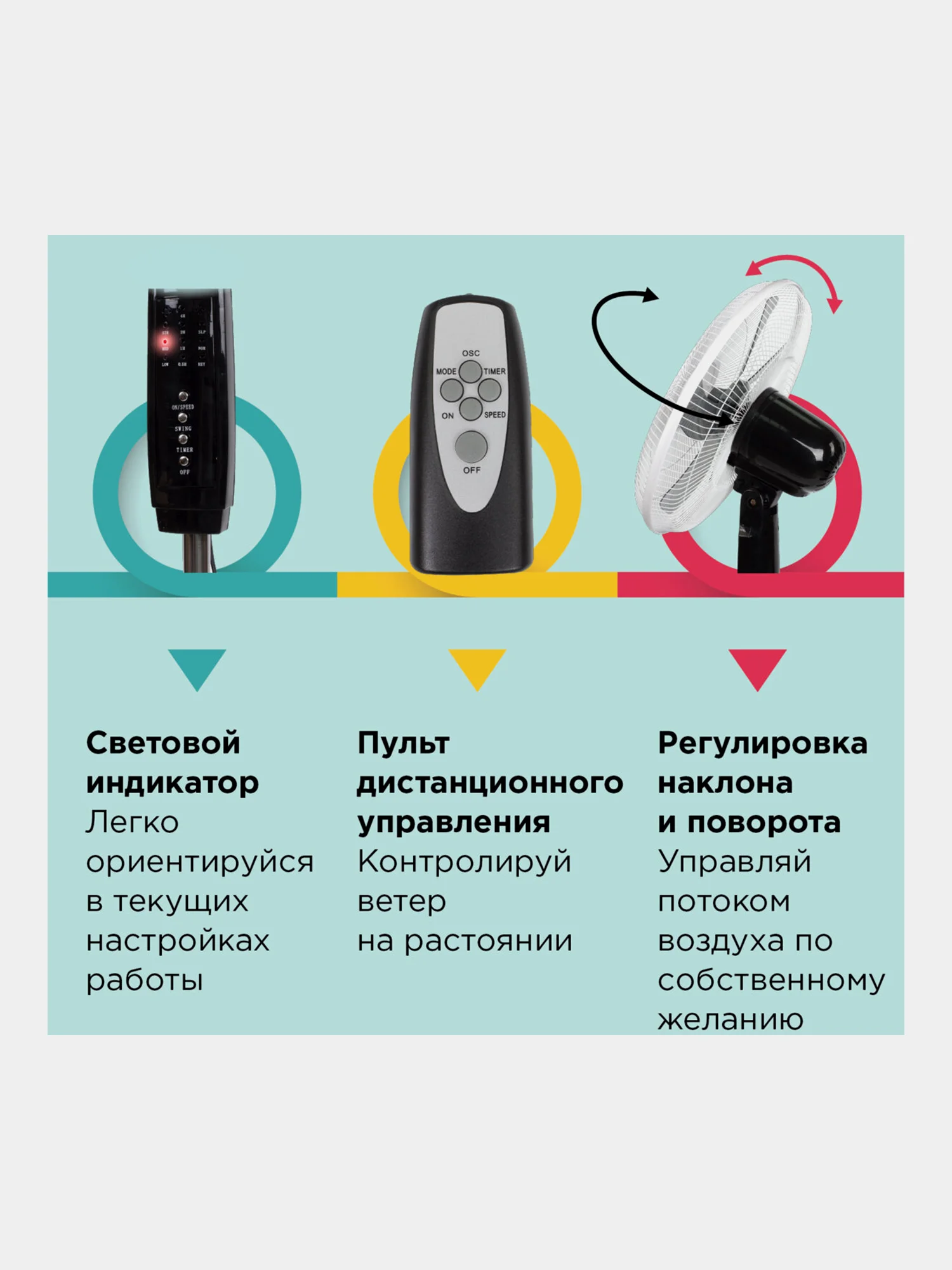 Вентилятор напольный, 3 режима, пульт ДУ, SONNEN TF-45W-40-520, d=40 см, 45Вт, белый