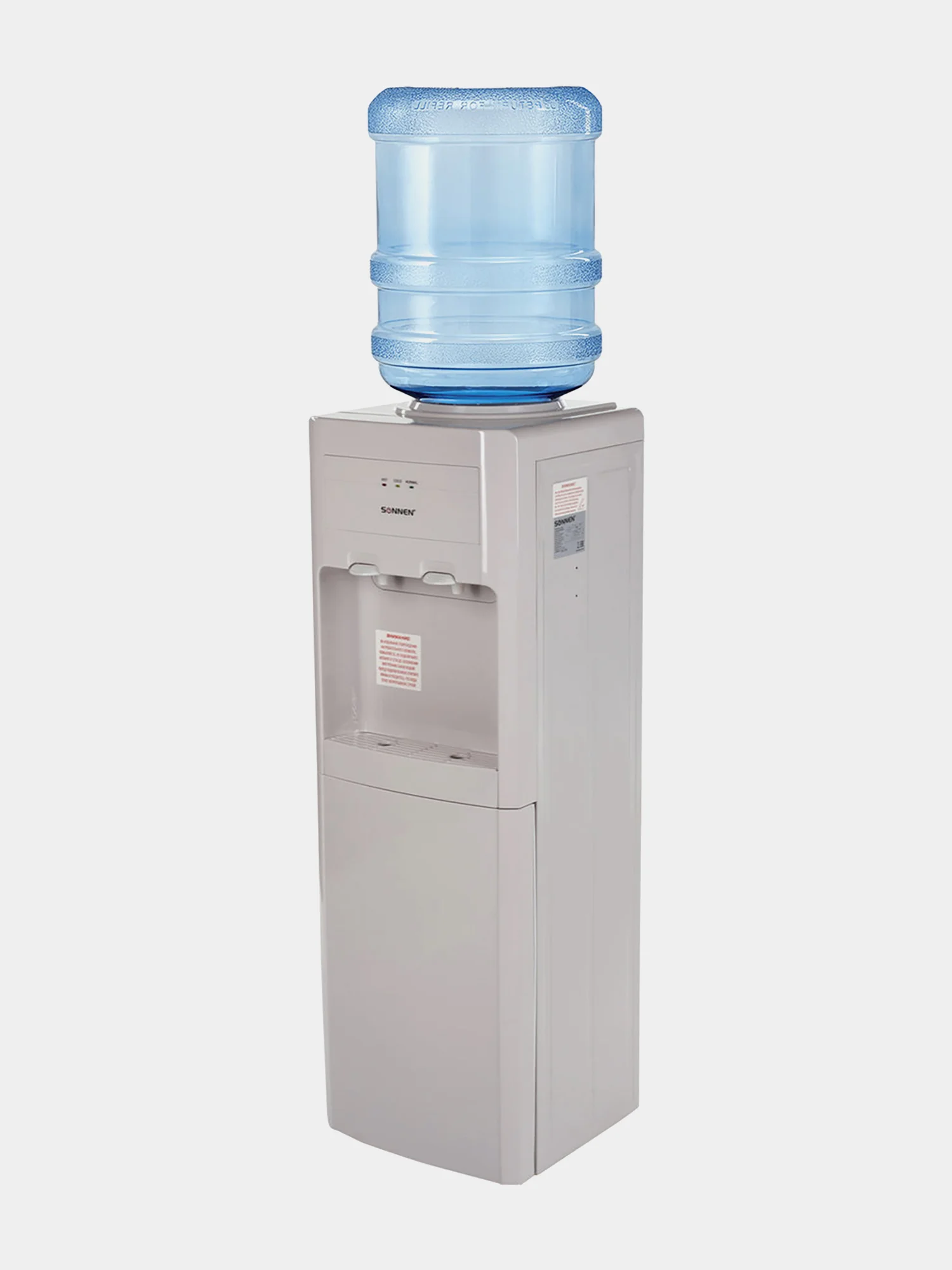Кулер для воды SONNEN FSE-02, напольный, НАГРЕВ/ОХЛАЖДЕНИЕ ЭЛЕКТРОННОЕ, шкаф, 2 крана