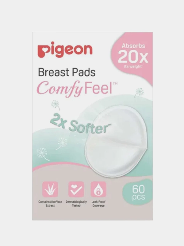 Вкладыши для бюстгалтера PIGEON Comfy Feel Breast Pads, с алоэ, 60 штук