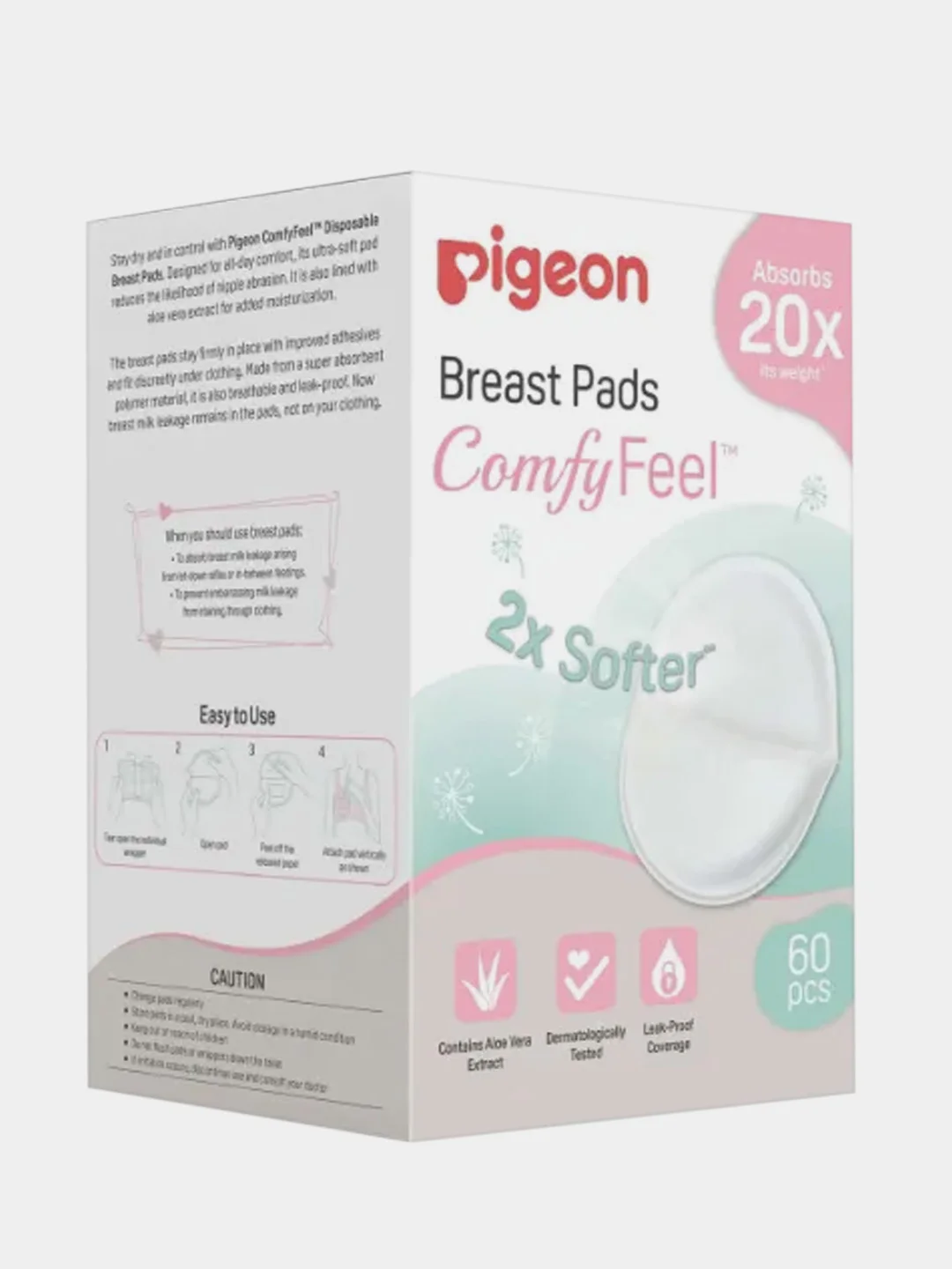 Вкладыши для бюстгалтера PIGEON Comfy Feel Breast Pads, с алоэ, 60 штук