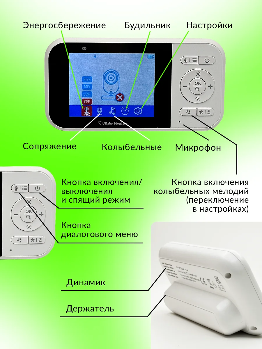 Видеоняня с монитором беспроводная цифровая камера, Радионяня
