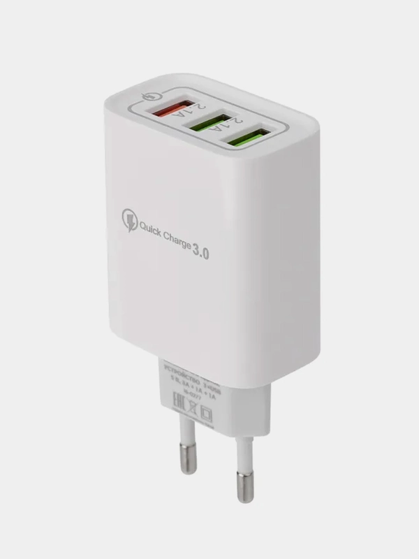 Сетевое зарядное устройство для iPhone/iPad REXANT, 3 x USB, 5 В, 3 А + 1 А + 1 А, белое