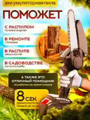 Аккумуляторная цепная мини пила ручная садовая 2 АКБ