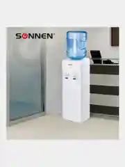 Кулер для воды SONNEN FS-01, напольный, НАГРЕВ/ОХЛАЖДЕНИЕ ЭЛЕКТРОННОЕ, 2 крана, белый