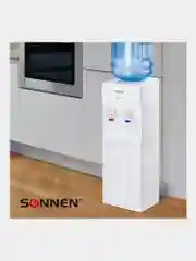 Кулер для воды SONNEN FS-01, напольный, НАГРЕВ/ОХЛАЖДЕНИЕ ЭЛЕКТРОННОЕ, 2 крана, белый