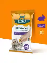 Крем-суп для кошек TiTBiT, с кусочками кролика, 4 упаковки по 10 г